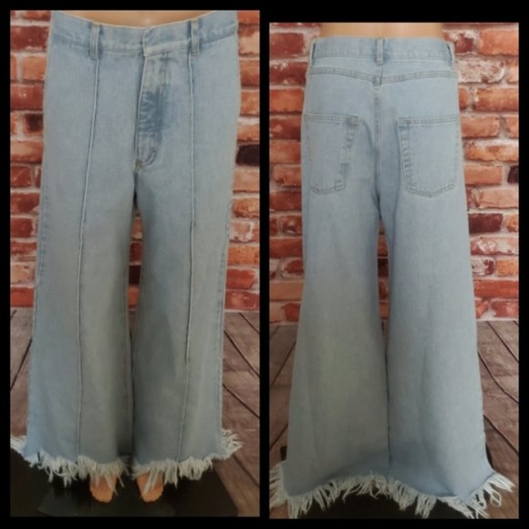 Ksenia Schnaider Wide Leg Frayed Hem Jeans XS NWOT - Picture 3 of 7